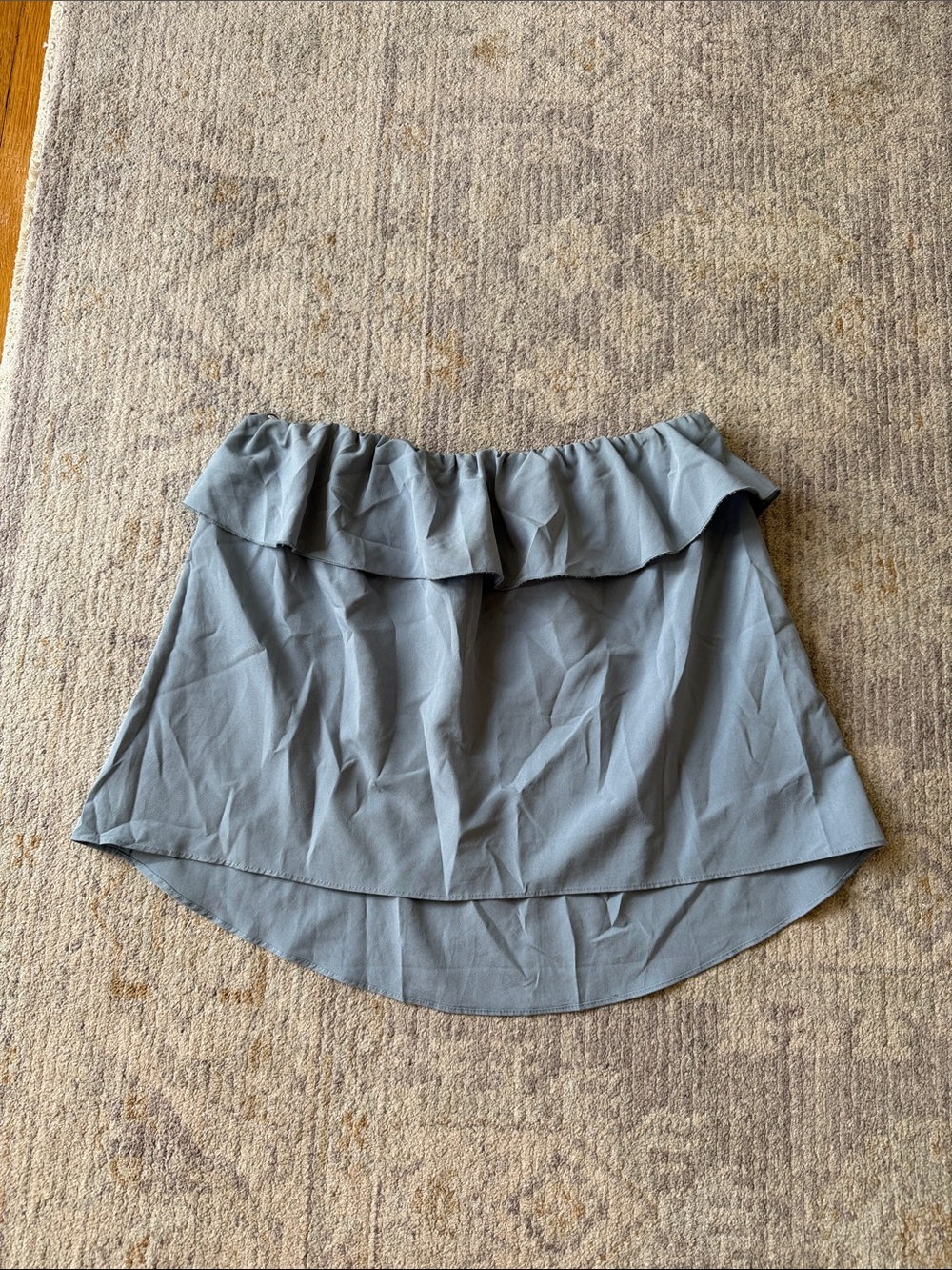 Free People Slate Blue Ruffle Strapless Top